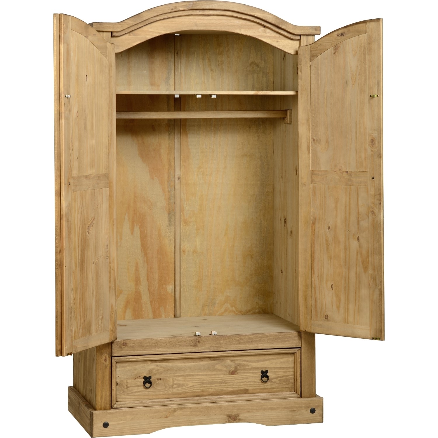 Read more about Solid pine 2 door double wardrobe with drawer corona seconique